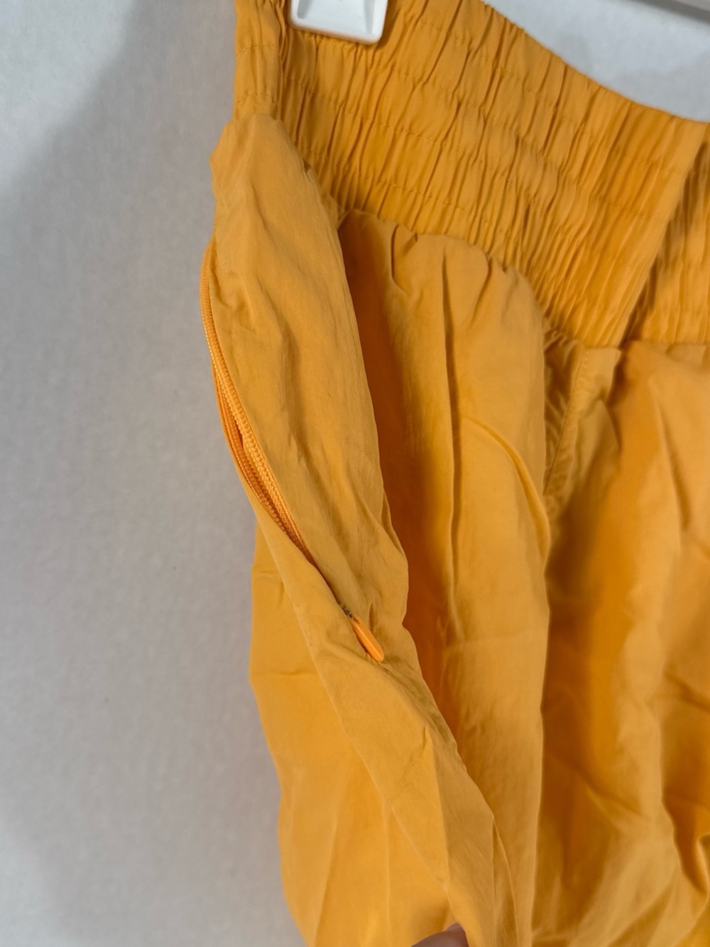 Women's Orange Athletic Shorts with Smocked Waist - Picture 3 of 5